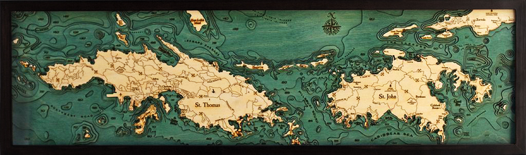 WoodChart of St. Thomas and St. John, U.S. Virgin Islands