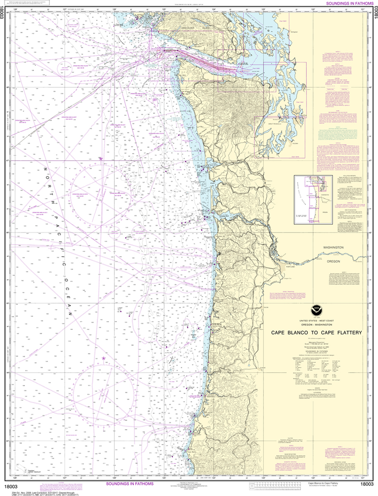 NOAA Chart 18003: Cape Blanco to Cape Flattery