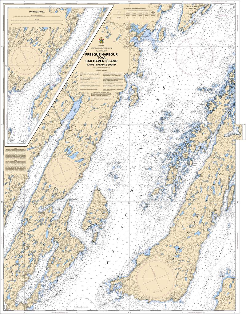 CHS Chart 4619: Presque Harbour to / à Bar Haven Island and / et Paradise Sound