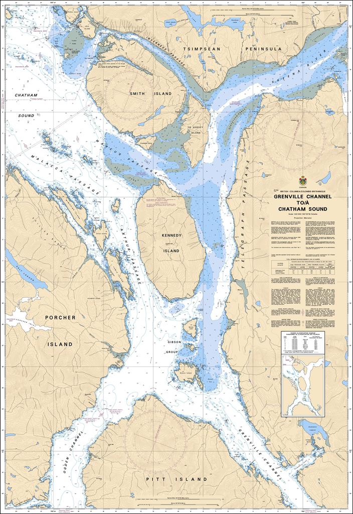 CHS Chart 3947: Grenville Channel to/à Chatham Sound