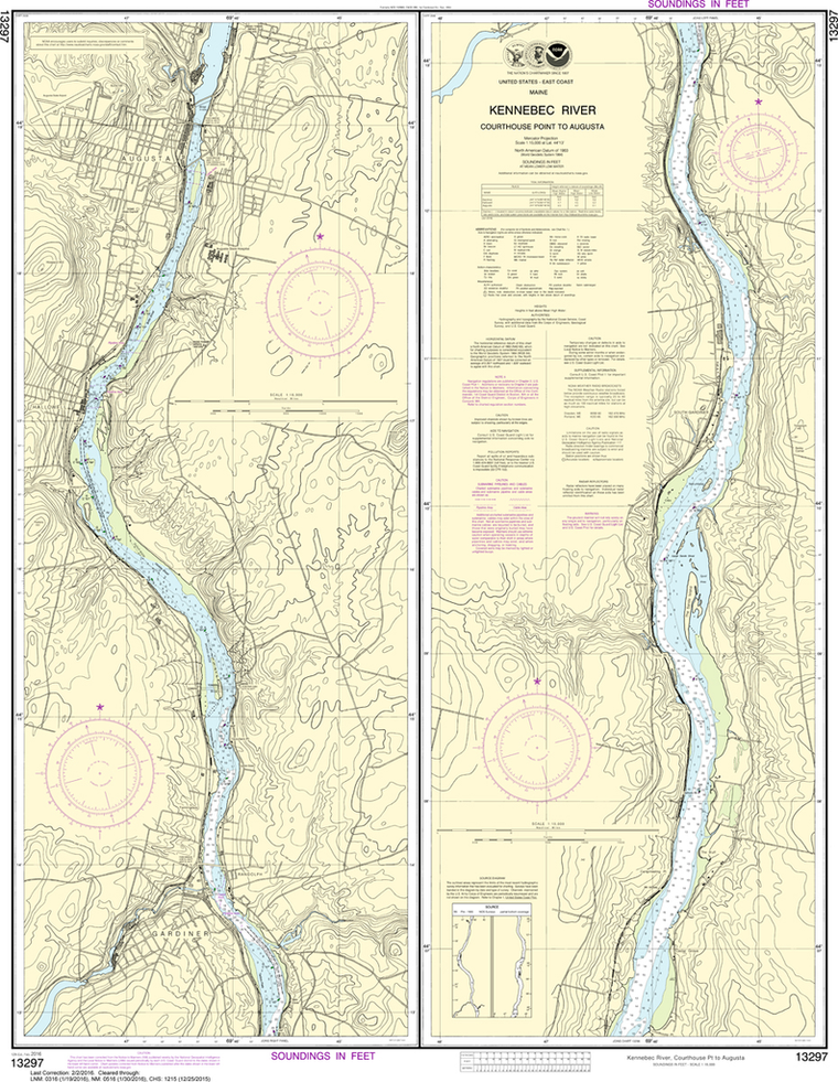 NOAA Chart 13297: Kennebec River - Courthouse Point to Augusta