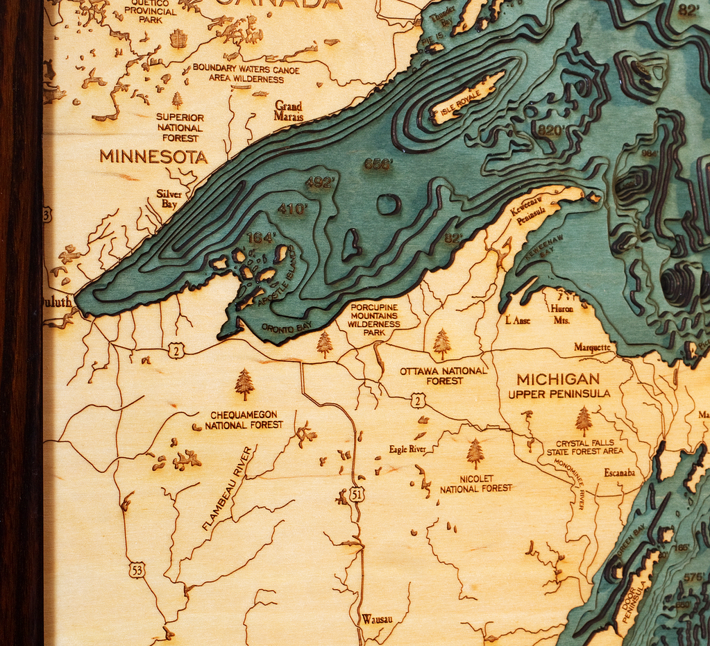 WoodChart of Great Lakes (Large)