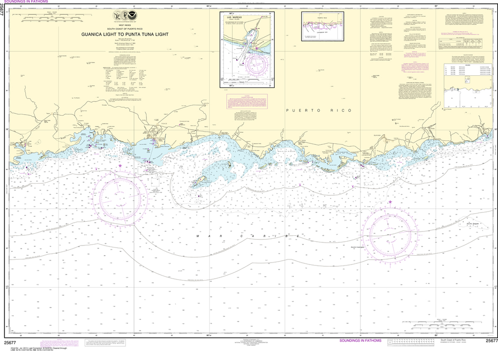 NOAA Chart 25677: South Coast of Puerto Rico - Guanica Light to Punta Tuna Light, Las Mareas