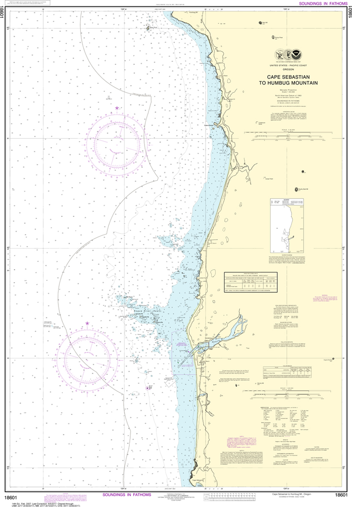 NOAA Chart 18601: Cape Sebastian to Humbug Mountain