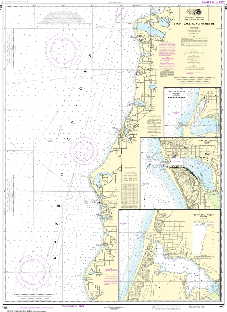 NOAA Chart 14907: Stony Lake to Point Betsie, Pentwater, Arcadia, Frankfort