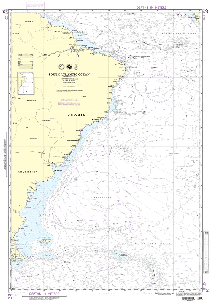 NGA Chart 20: South Atlantic Ocean (Western Part)
