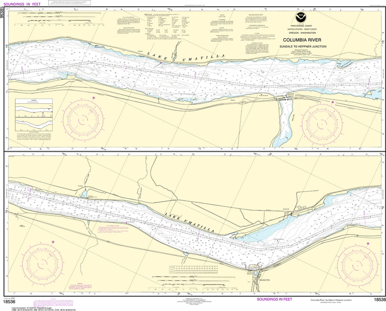 NOAA Chart 18536: Columbia River - Sundale to Heppner Junction