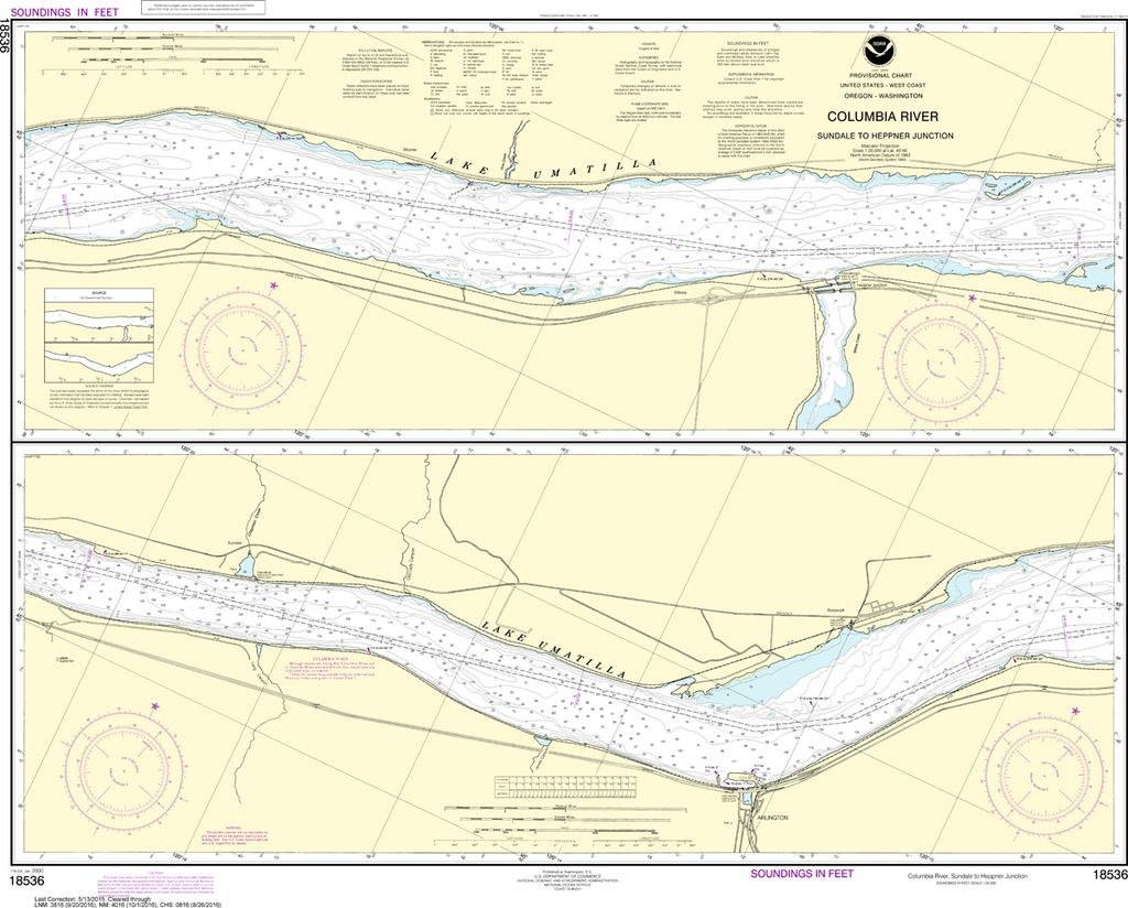 NOAA Chart 18536: Columbia River - Sundale to Heppner Junction