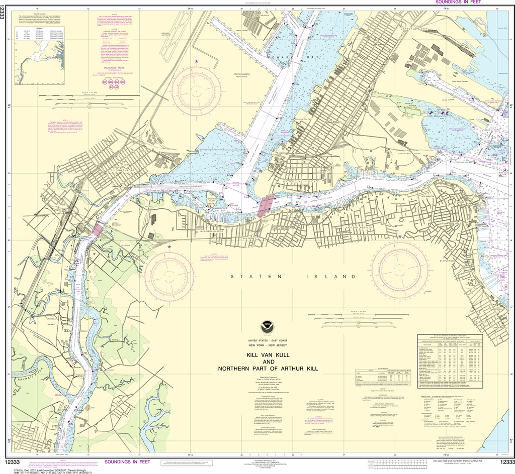 NOAA Chart 12333: Kill Van Kull and - Northern Part of Arthur Kill