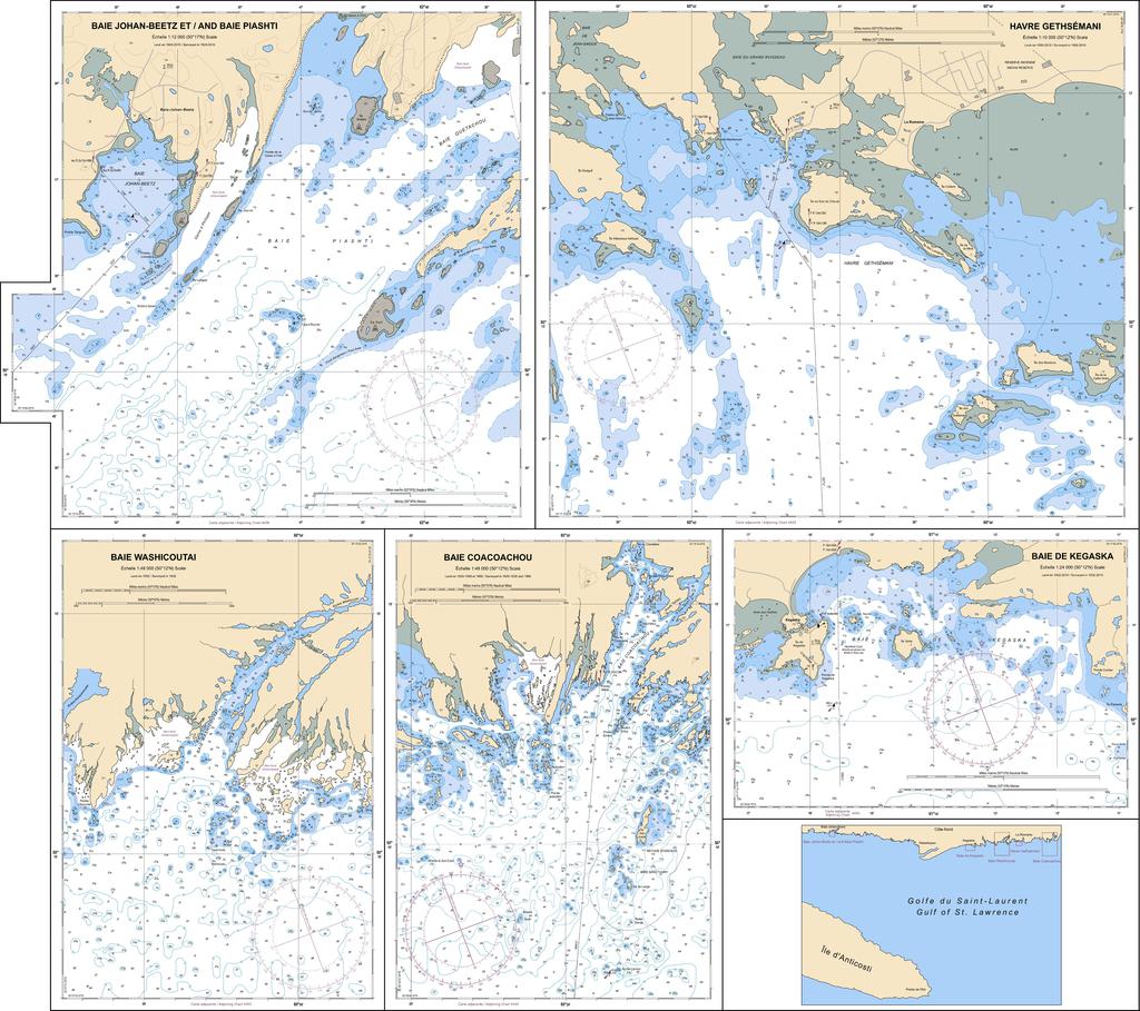 CHS Chart 4452: Havres et Mouillages - Harbours and Anchorages - Côte-Nord/North Shore