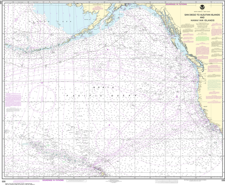 NOAA Chart 530: North America West Coast - San Diego to Aleutian Islands and Hawai'ian Islands