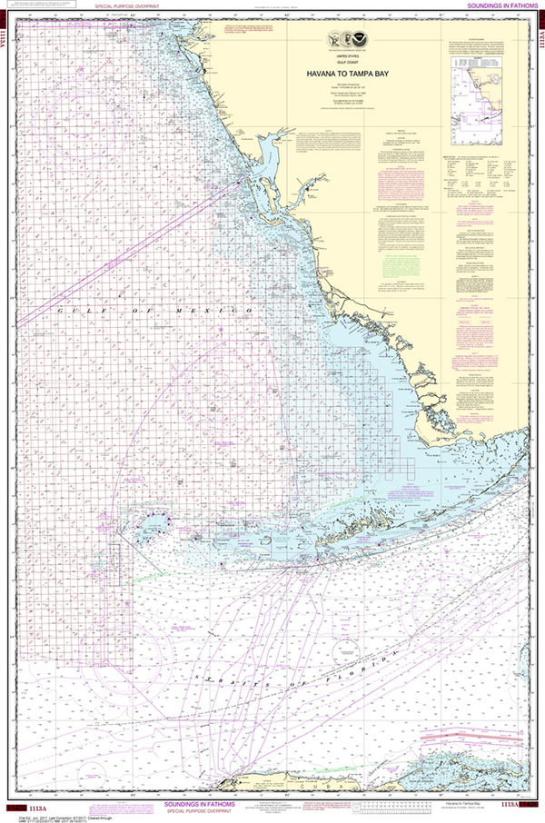 NOAA Chart 1113A Havana to Tampa Bay (Oil and Gas Leasing Areas