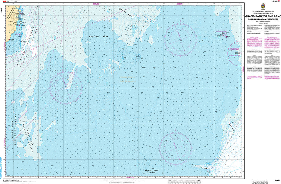 CHS Print-on-Demand Charts Canadian Waters-8011: Grand Bank / Grand Banc: Northern Portion / Partie Nord, CHS POD Chart-CHS8011