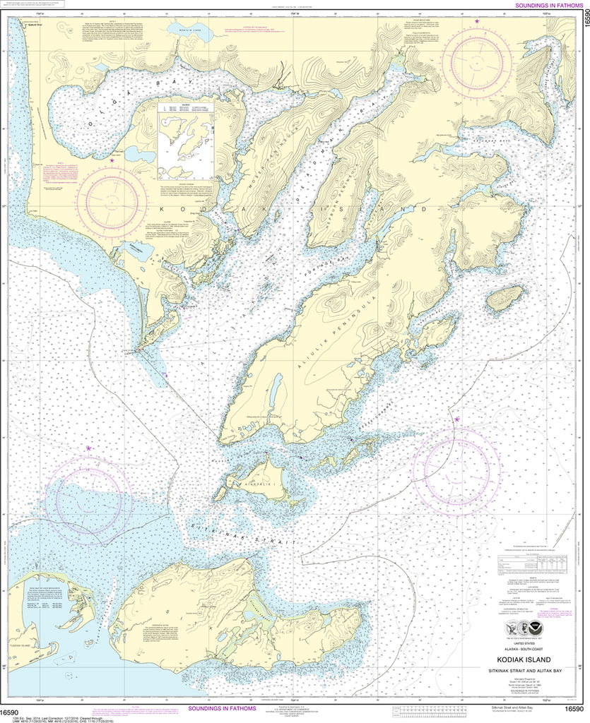 NOAA Chart 16590: Kodiak Island - Sitkinak Strait and Alitak Bay