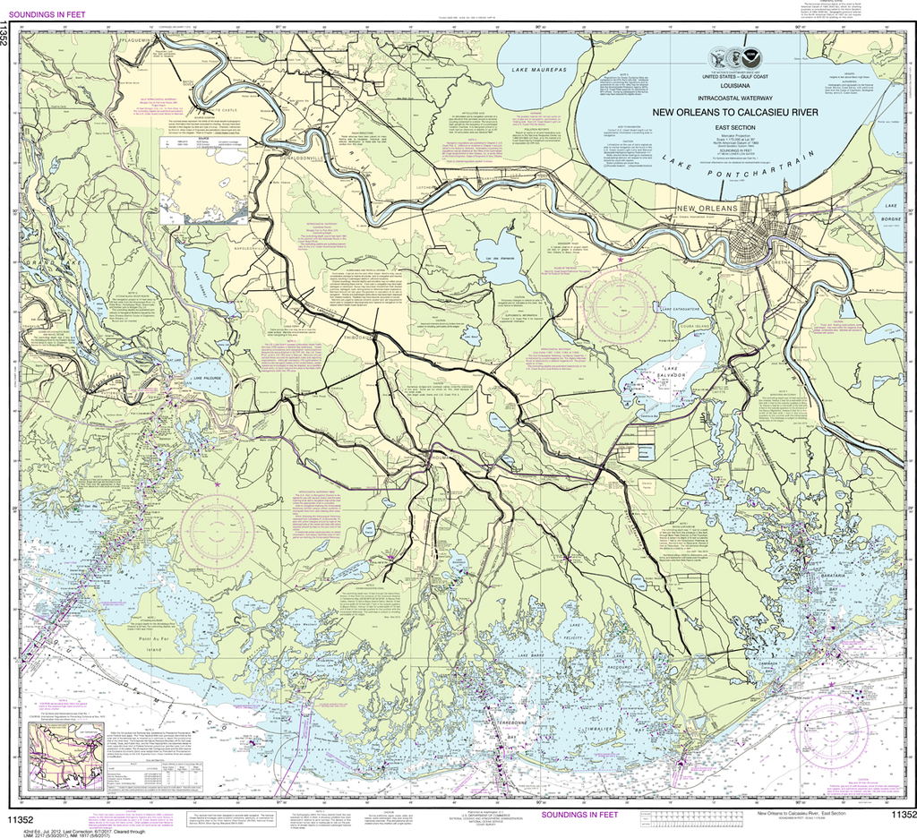NOAA Chart 11352: Intracoastal Waterway - New Orleans to Calcasieu River East Section