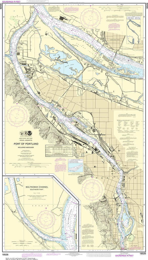 NOAA Chart 18526: Port of Portland, Including Vancouver; Multnomah Channel - Southern Part