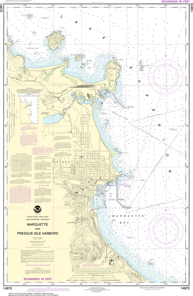 NOAA Chart 14970: Marquette and Presque Isle Harbors