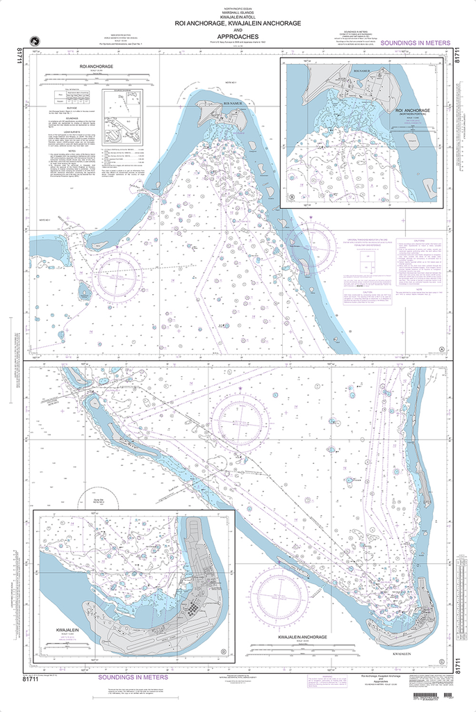 NGA Chart 81711: Roi Anchorage, Kwajalein Anchorage and Approaches Plans: A. Roi Anchorage