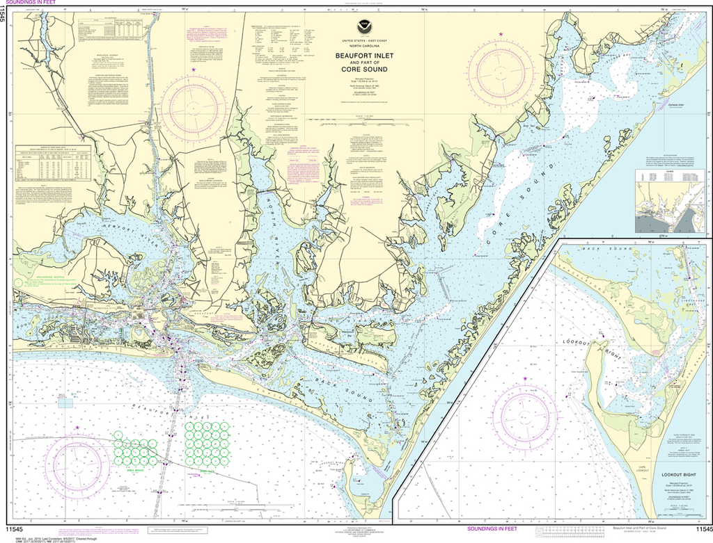 NOAA Chart 11545: Beaufort Inlet and Part of Core Sound, Lookout Bight