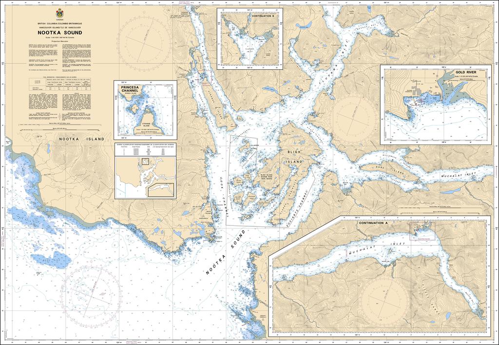 Nootka Sound 92 E British Columbia 28" x 22" Paper Wall Map 