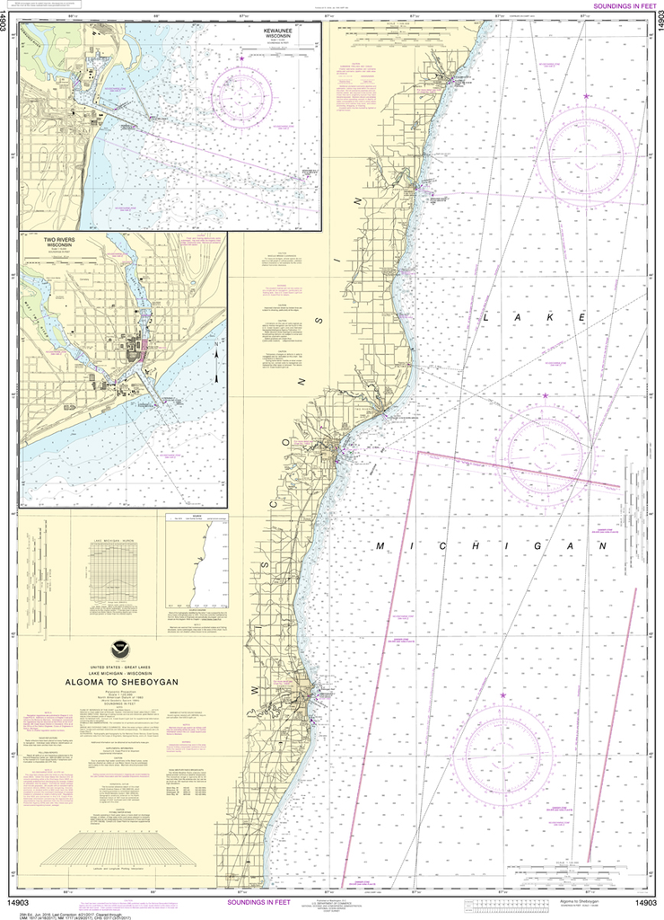 NOAA Chart 14903: Algoma to Sheboygan, Kewaunee, Two Rivers