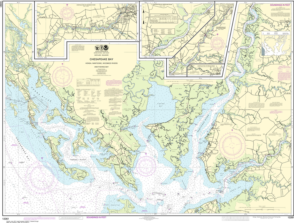 NOAA Chart 12261: Chesapeake Bay - Honga, Nanticoke, Wicomico Rivers and Fishing Bay