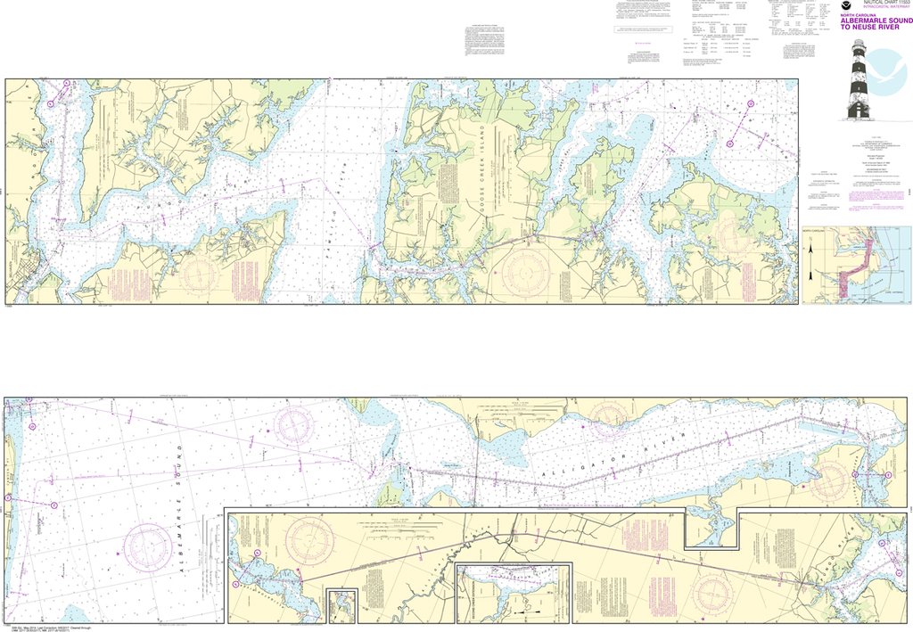 NOAA Chart 11553: Intracoastal Waterway - Albermarle Sound to Neuse River, Alligator River, Second Creek