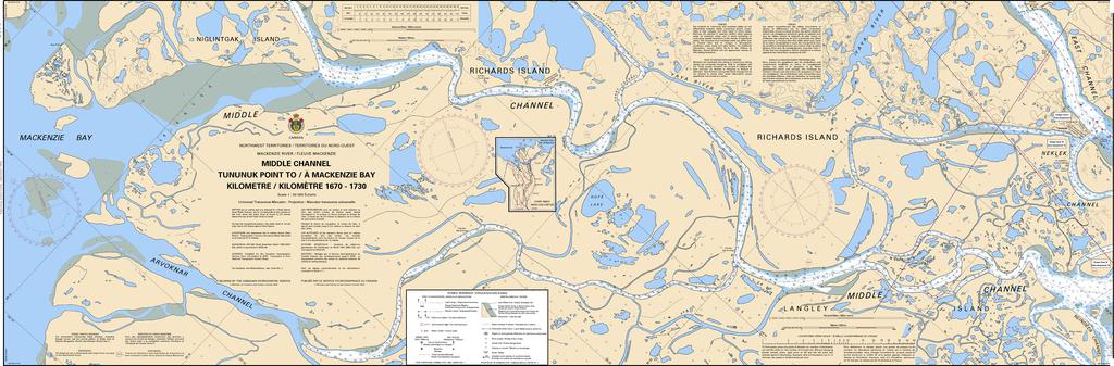 CHS Chart 6435: Middle Channel, Tununuk Point to/à Mackenzie Bay Kilometre 1670 / Kilometre 1730