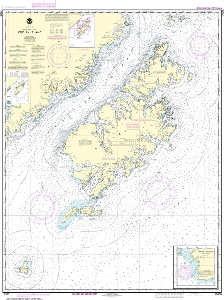 NOAA Chart 16580: Kodiak Island - Southwest Anchorage, Chirikof Island