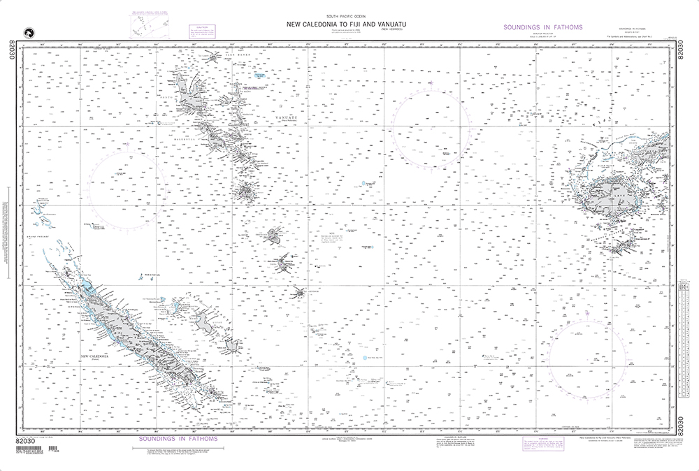 NGA Chart 82030: New Caledonia to Fiji and Vanuatu (New Hebrides) (OMEGA)