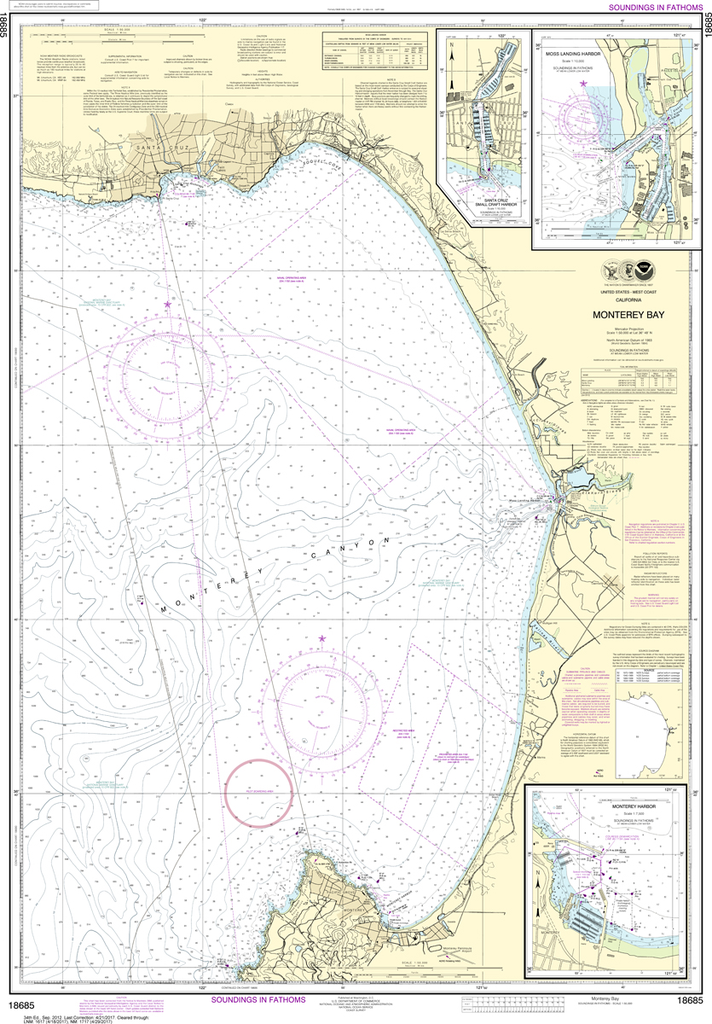 NOAA Chart 18685: Monterey Bay, Monterey Harbor, Moss Landing Harbor, Santa Cruz Small Craft Harbor