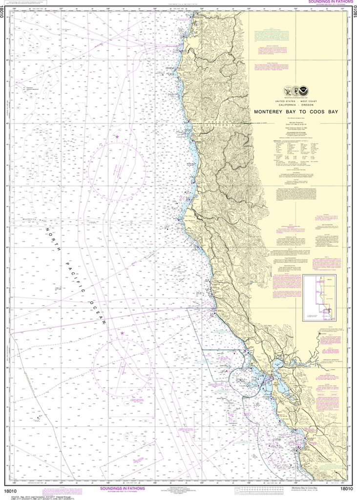 NOAA Chart 18010: Monterey Bay to Coos Bay