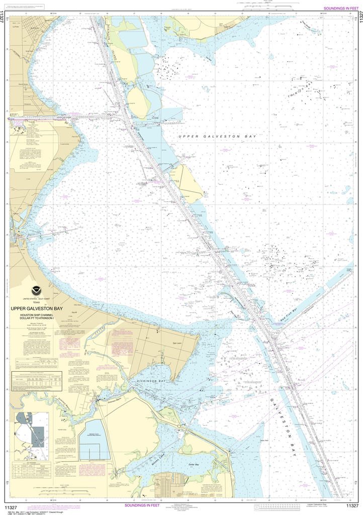 NOAA Chart 11327: Upper Galveston Bay, Houston Ship Channel, Dollar Point to Atkinson