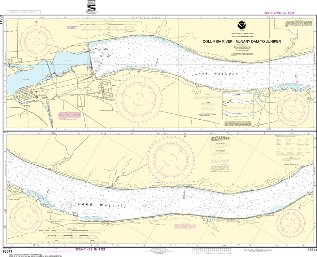 NOAA Chart 18541: Columbia River - McNary Dam to Juniper