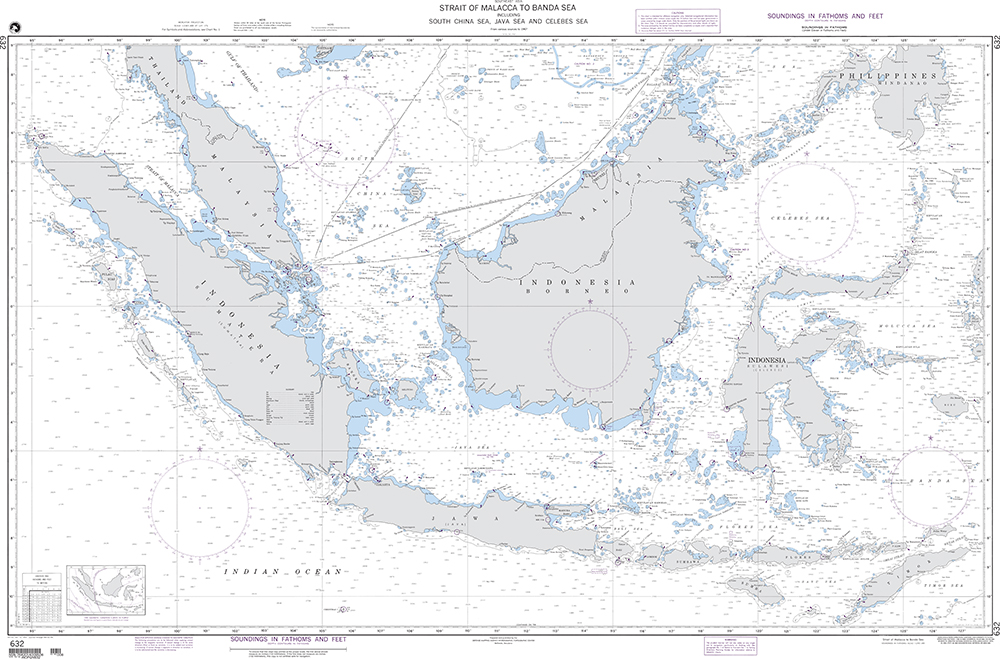 NGA Chart 632: Strait of Malacca to Banda Sea including South China Sea-Java Sea and Celebes Sea