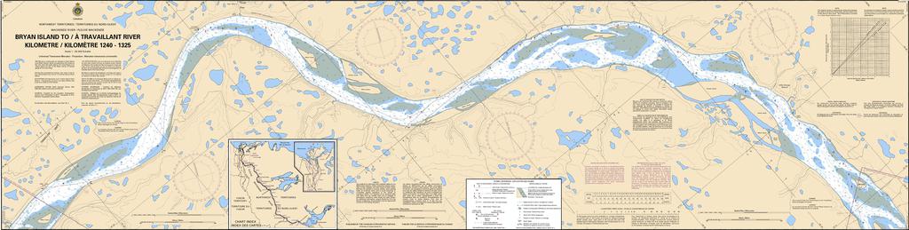 CHS Chart 6424: Bryan Island to/à Travaillant River Kilometre 1240 / Kilomètre 1325