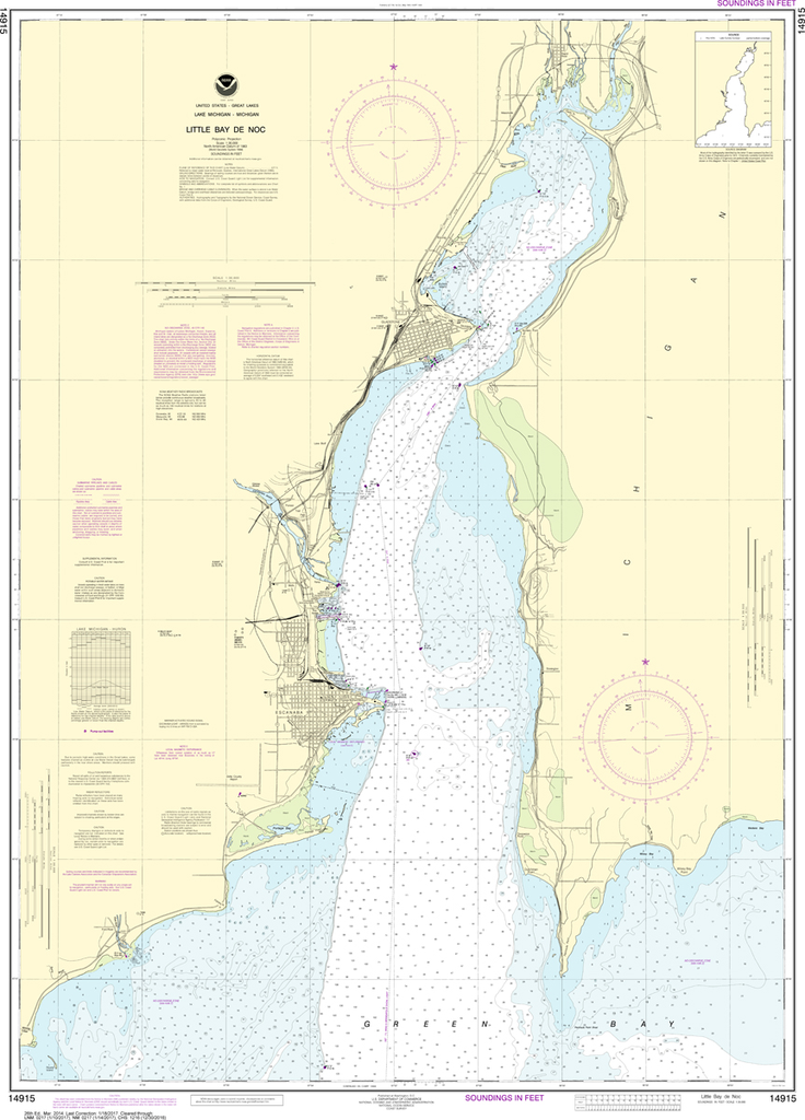 NOAA Chart 14915: Little Bay de Noc - Captain's Nautical Books & Charts