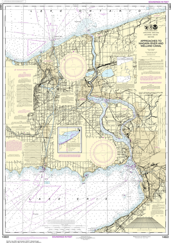 NOAA Chart 14822: Approaches to Niagara River and Welland Canal ...