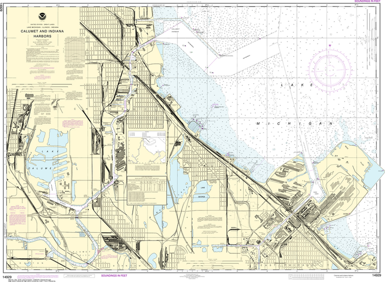 NOAA Chart 14929: Calumet, Indiana and Buffington Harbors; Lake Calumet