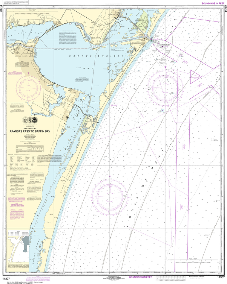 NOAA Chart 11307: Aransas Pass to Baffin Bay