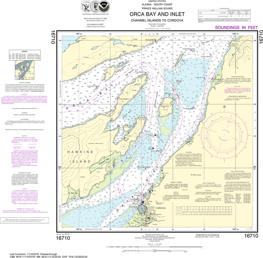 NOAA Chart 16710: Orca B and ln-Channel lsland to Cordova