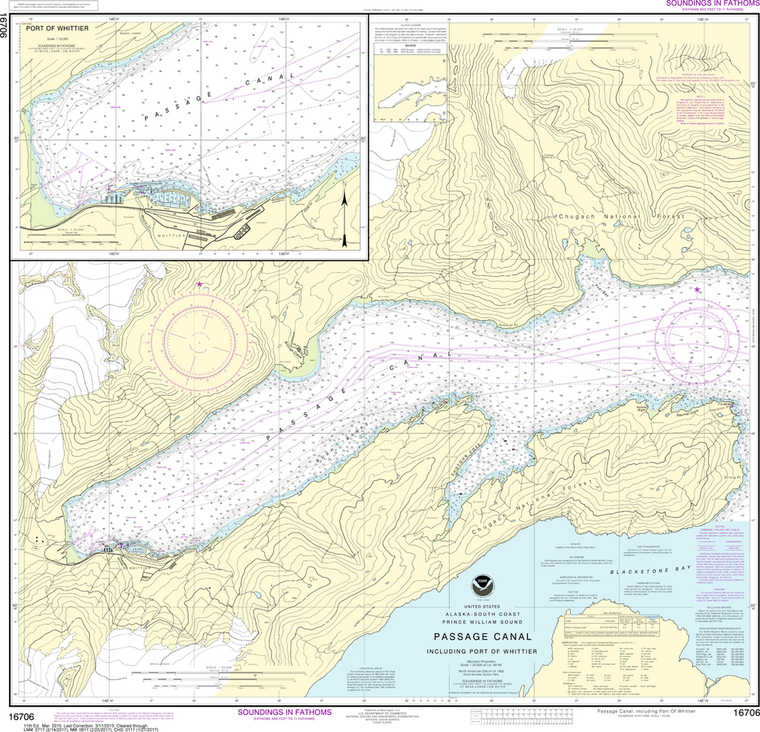 NOAA Chart 16706: Passage Canal, including Port of Whittier, Port of Whittier