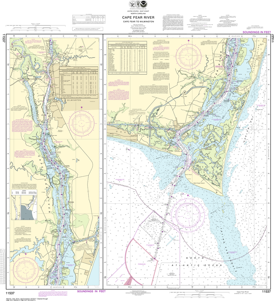 NOAA Chart 11537: Cape Fear River - Cape Fear to Wilmington