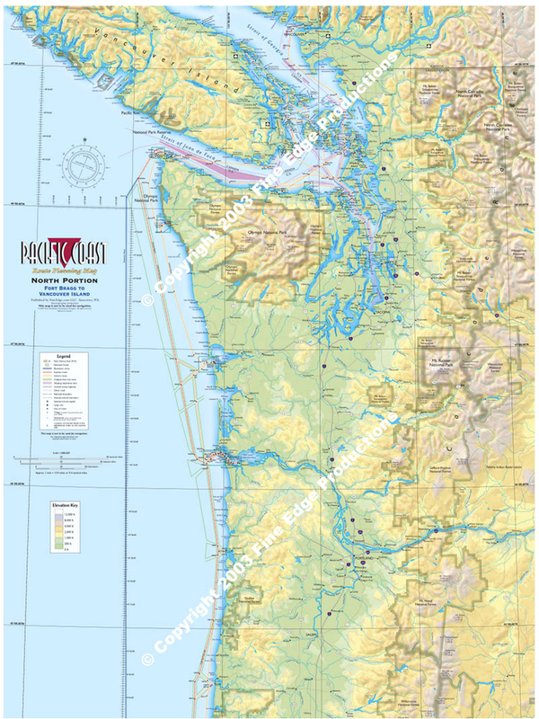 Pacific Map Distances Pacific Coast Route Planning Map North Portion - Don & Réanne Douglass ...