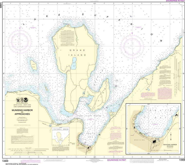 NOAA Chart 14969: Munising Harbor and Approaches, Munising Harbor