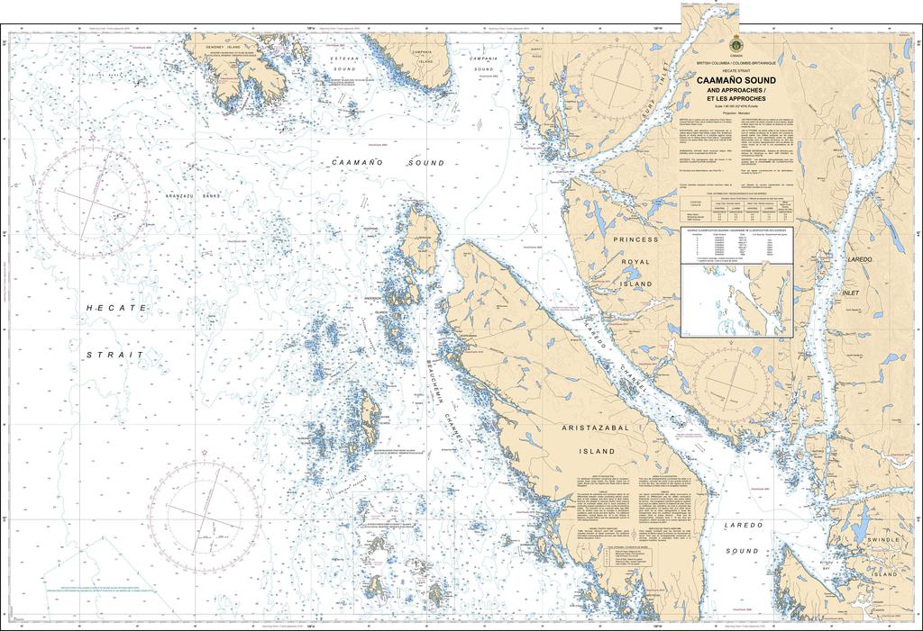 CHS Chart 3975: Caamaño Sound and Approaches/et les approches