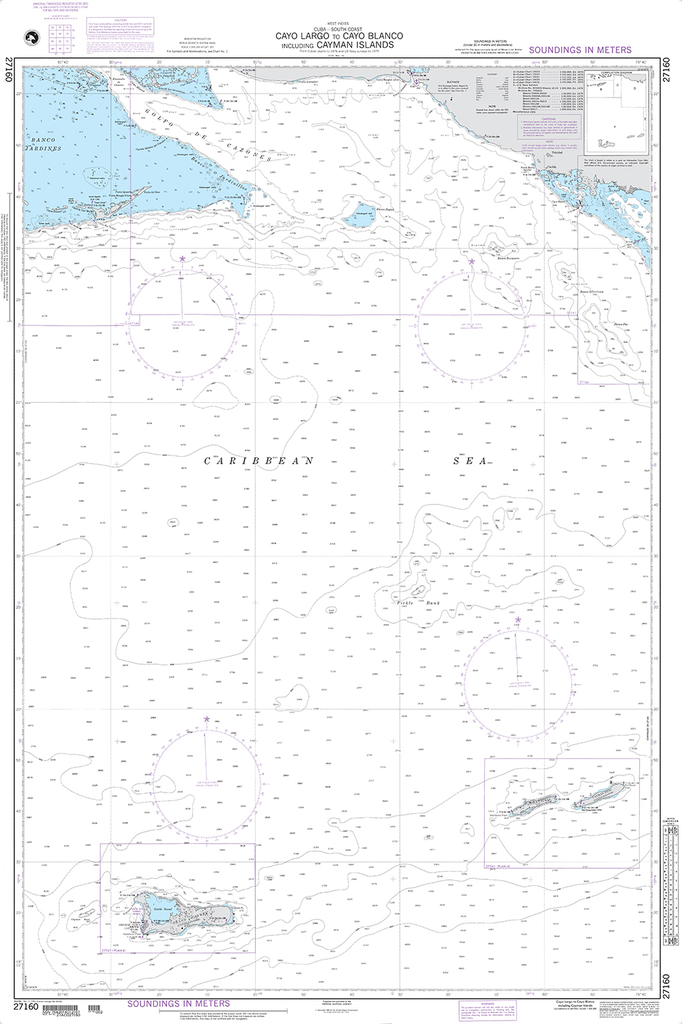 NGA Chart 27160: Cayo Largo to Cayo Blanco including Cayman Islands