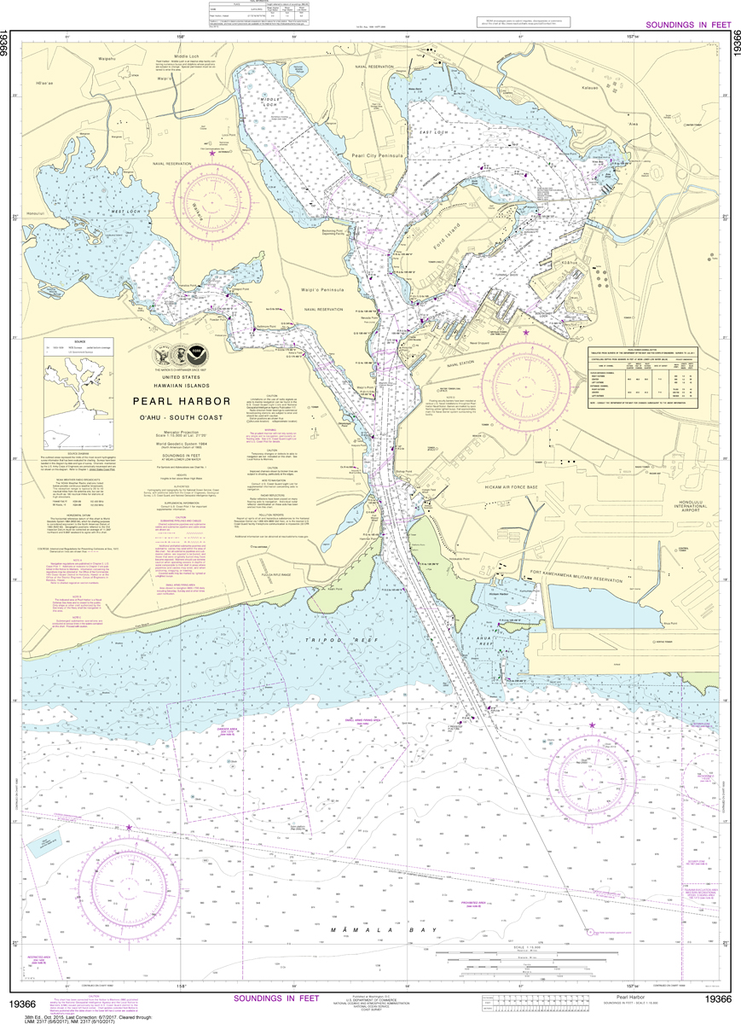 NOAA Chart 19366: South Coast of O'ahu - Pearl Harbor