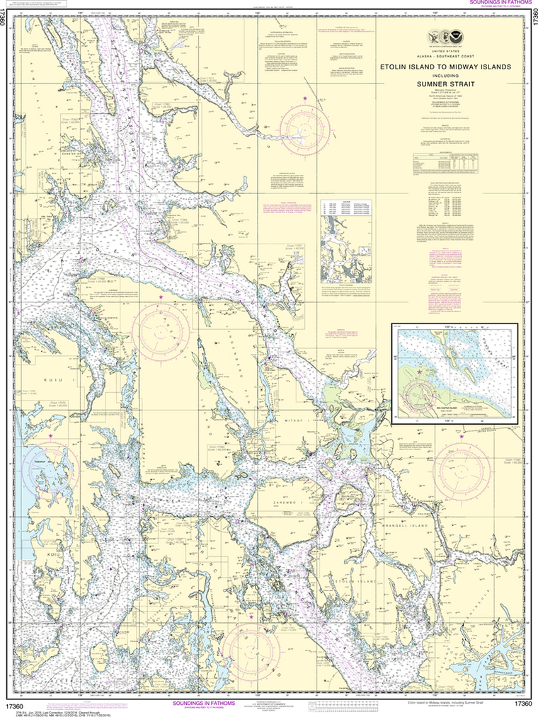 NOAA Chart 17360: Etolin Island to Midway Islands, including Sumner Strait, Holkham Bay, Big Castle Island