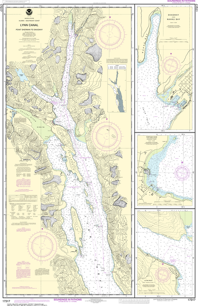 NOAA Chart 17317: Lynn Canal - Point Sherman to Skagway, Lutak Inlet, Skagway and Nahku Bay, Portage Cove, Chilkoot Inlet